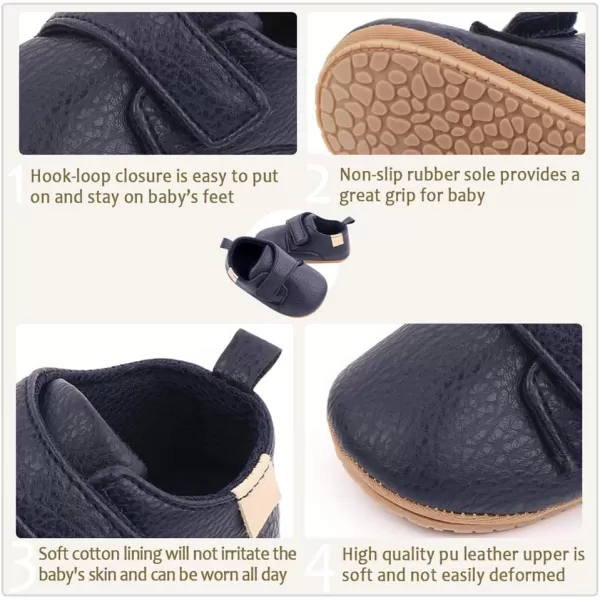 Meckior Infant Baby Boys Girls Classic PU Leather Wedding Loafers Brogue Toddler Oxford Dress Shoes First Steps Walking Flat Lazy Crib ShoeC03Deep Blue