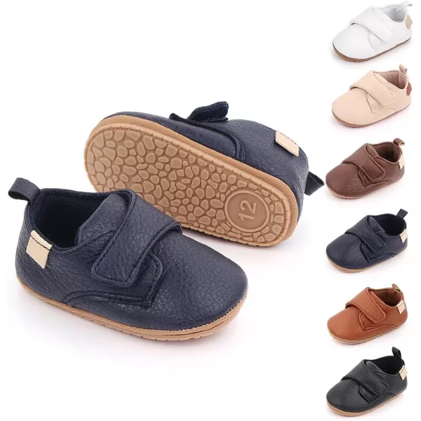Meckior Infant Baby Boys Girls Classic PU Leather Wedding Loafers Brogue Toddler Oxford Dress Shoes First Steps Walking Flat Lazy Crib ShoeC03Deep Blue