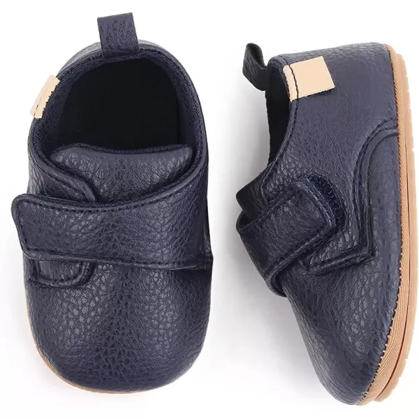 Meckior Infant Baby Boys Girls Classic PU Leather Wedding Loafers Brogue Toddler Oxford Dress Shoes First Steps Walking Flat Lazy Crib ShoeC03Deep Blue