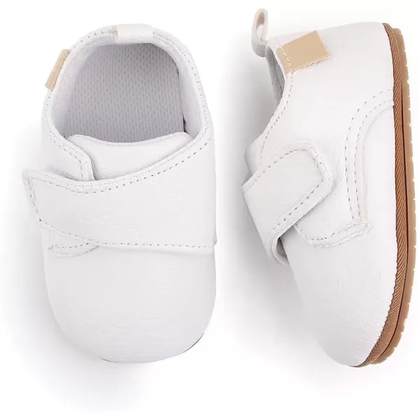 Meckior Infant Baby Boys Girls Classic PU Leather Wedding Loafers Brogue Toddler Oxford Dress Shoes First Steps Walking Flat Lazy Crib ShoeC03White
