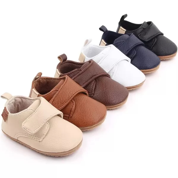 Meckior Infant Baby Boys Girls Classic PU Leather Wedding Loafers Brogue Toddler Oxford Dress Shoes First Steps Walking Flat Lazy Crib ShoeC03White