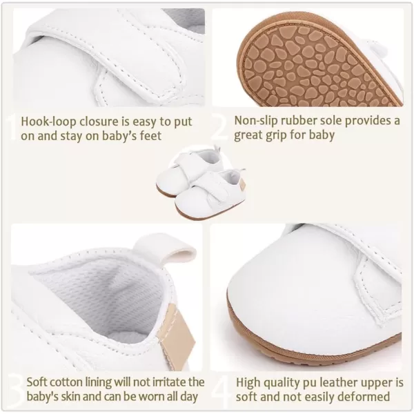 Meckior Infant Baby Boys Girls Classic PU Leather Wedding Loafers Brogue Toddler Oxford Dress Shoes First Steps Walking Flat Lazy Crib ShoeC03White