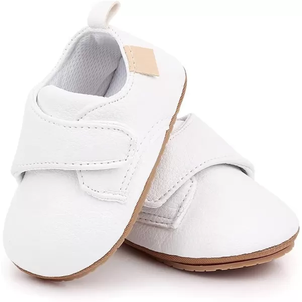 Meckior Infant Baby Boys Girls Classic PU Leather Wedding Loafers Brogue Toddler Oxford Dress Shoes First Steps Walking Flat Lazy Crib ShoeC03White