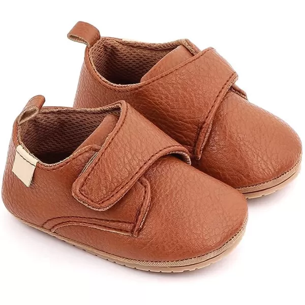 Meckior Infant Baby Boys Girls Classic PU Leather Wedding Loafers Brogue Toddler Oxford Dress Shoes First Steps Walking Flat Lazy Crib ShoeC03Yellow Brown