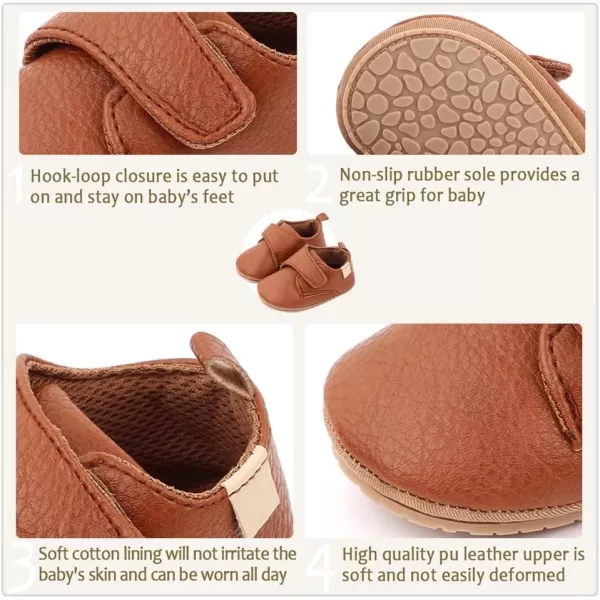 Meckior Infant Baby Boys Girls Classic PU Leather Wedding Loafers Brogue Toddler Oxford Dress Shoes First Steps Walking Flat Lazy Crib ShoeC03Yellow Brown