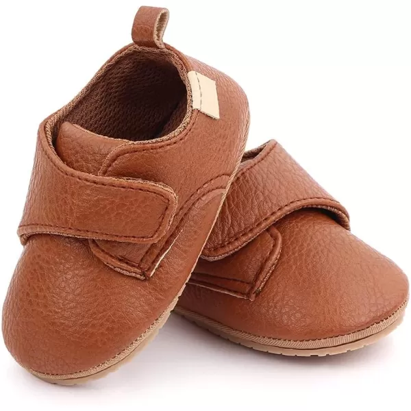 Meckior Infant Baby Boys Girls Classic PU Leather Wedding Loafers Brogue Toddler Oxford Dress Shoes First Steps Walking Flat Lazy Crib ShoeC03Yellow Brown