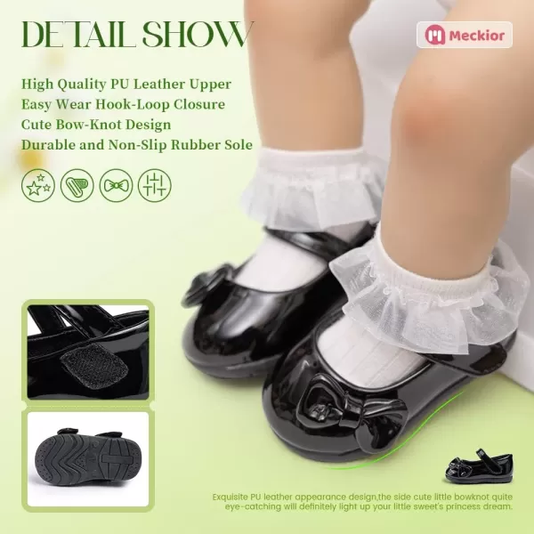 Meckior Infant Baby Boys Girls Classic PU Leather Wedding Loafers Brogue Toddler Oxford Dress Shoes First Steps Walking Flat Lazy Crib ShoeD01Black