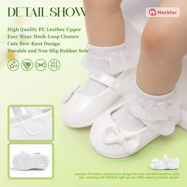 Meckior Infant Baby Boys Girls Classic PU Leather Wedding Loafers Brogue Toddler Oxford Dress Shoes First Steps Walking Flat Lazy Crib ShoeD01White
