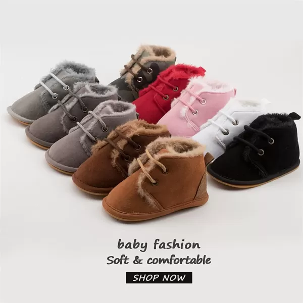 Meckior Baby Booties Newborn Infant Unisex Baby Girls Boys Velvet Rubber AnitSlip Sole Shoes Toddler Fleece Cozy Winter Warm Prewalker BootsA01Black With Fleece