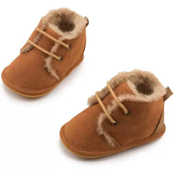 Meckior Baby Booties Newborn Infant Unisex Baby Girls Boys Velvet Rubber AnitSlip Sole Shoes Toddler Fleece Cozy Winter Warm Prewalker BootsA01Little Coffee With Fleece