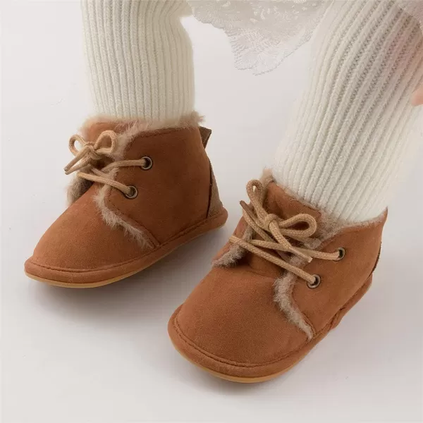 Meckior Baby Booties Newborn Infant Unisex Baby Girls Boys Velvet Rubber AnitSlip Sole Shoes Toddler Fleece Cozy Winter Warm Prewalker BootsA01Little Coffee With Fleece