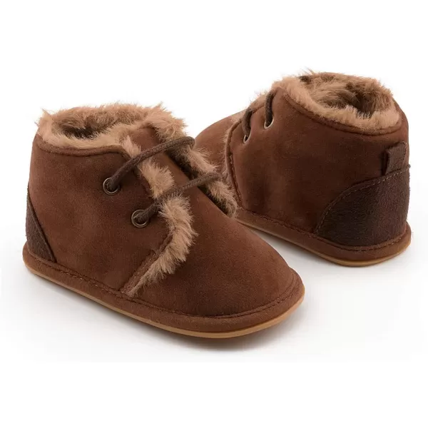 Meckior Baby Booties Newborn Infant Unisex Baby Girls Boys Velvet Rubber AnitSlip Sole Shoes Toddler Fleece Cozy Winter Warm Prewalker BootsA02Deep Coffee With Fleece