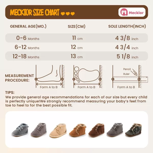 Meckior Baby Booties Newborn Infant Unisex Baby Girls Boys Velvet Rubber AnitSlip Sole Shoes Toddler Fleece Cozy Winter Warm Prewalker BootsA02Deep Coffee With Fleece