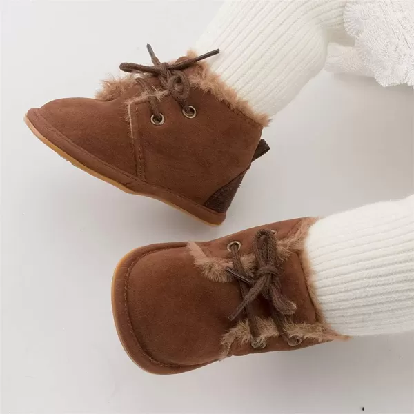 Meckior Baby Booties Newborn Infant Unisex Baby Girls Boys Velvet Rubber AnitSlip Sole Shoes Toddler Fleece Cozy Winter Warm Prewalker BootsA02Deep Coffee With Fleece