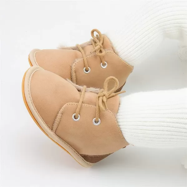Meckior Baby Booties Newborn Infant Unisex Baby Girls Boys Velvet Rubber AnitSlip Sole Shoes Toddler Fleece Cozy Winter Warm Prewalker BootsA04Little Brown With Fleece