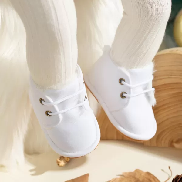 Meckior Baby Booties Newborn Infant Unisex Baby Girls Boys Velvet Rubber AnitSlip Sole Shoes Toddler Fleece Cozy Winter Warm Prewalker BootsA05White With Fleece