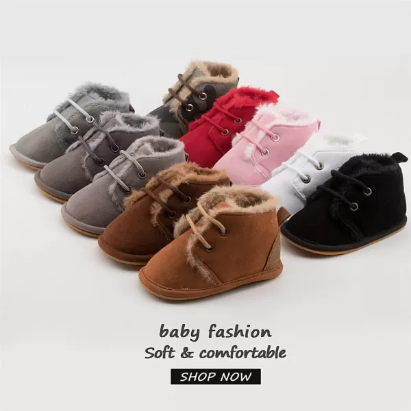 Meckior Baby Booties Newborn Infant Unisex Baby Girls Boys Velvet Rubber AnitSlip Sole Shoes Toddler Fleece Cozy Winter Warm Prewalker BootsA09Pink With Fleece