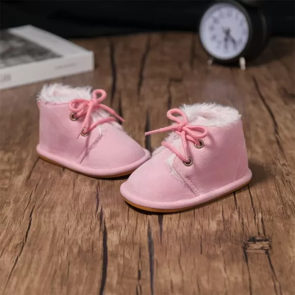 Meckior Baby Booties Newborn Infant Unisex Baby Girls Boys Velvet Rubber AnitSlip Sole Shoes Toddler Fleece Cozy Winter Warm Prewalker BootsA09Pink With Fleece