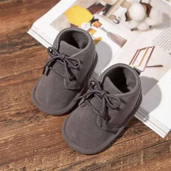 Meckior Baby Booties Newborn Infant Unisex Baby Girls Boys Velvet Rubber AnitSlip Sole Shoes Toddler Fleece Cozy Winter Warm Prewalker BootsA10Deep Gray With Common Lining