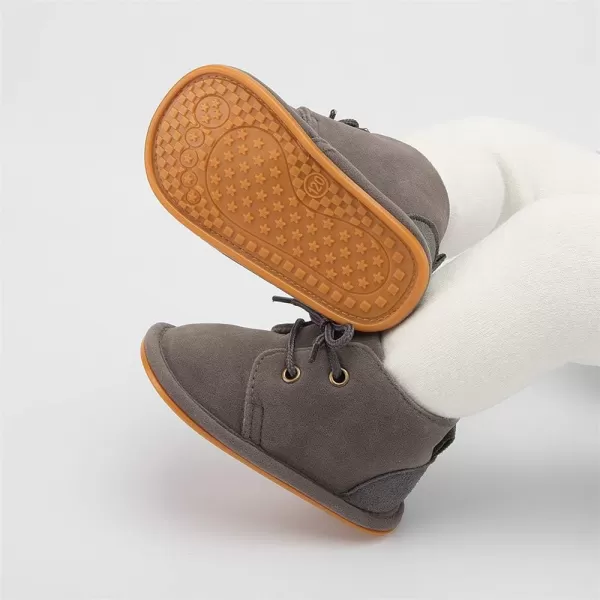 Meckior Baby Booties Newborn Infant Unisex Baby Girls Boys Velvet Rubber AnitSlip Sole Shoes Toddler Fleece Cozy Winter Warm Prewalker BootsA10Deep Gray With Common Lining