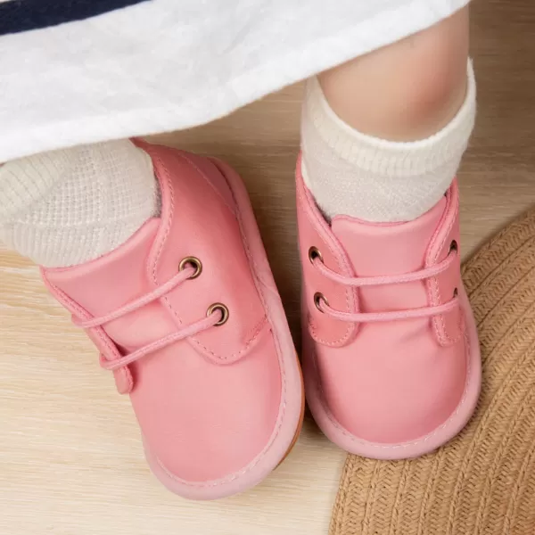 Meckior Baby Booties Newborn Infant Unisex Baby Girls Boys Velvet Rubber AnitSlip Sole Shoes Toddler Fleece Cozy Winter Warm Prewalker BootsA10Pink With Common Lining