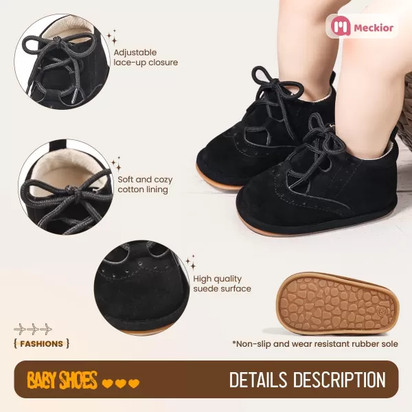 Meckior Baby Booties Newborn Infant Unisex Baby Girls Boys Velvet Rubber AnitSlip Sole Shoes Toddler Fleece Cozy Winter Warm Prewalker BootsA20Black