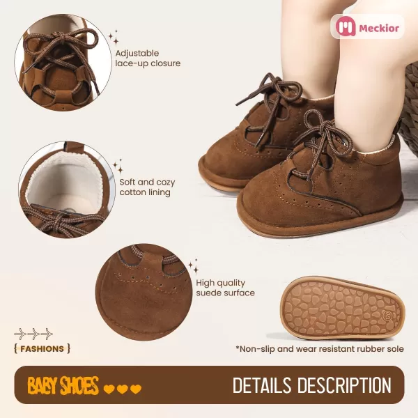 Meckior Baby Booties Newborn Infant Unisex Baby Girls Boys Velvet Rubber AnitSlip Sole Shoes Toddler Fleece Cozy Winter Warm Prewalker BootsA22Brown