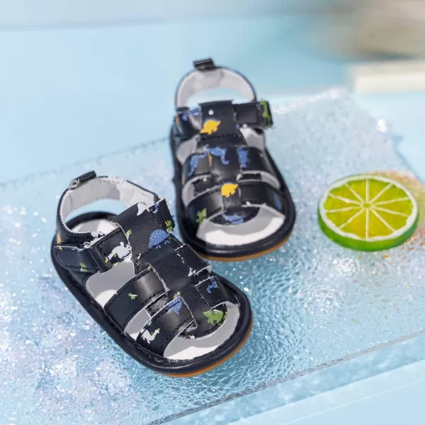 Meckior Baby Infant Boy Girl Sandals Newborn NonSlip Soft Rubber Sole Sandals for Baby Boys OpenToe Outdoor Casual Summer First Walkers ShoesA01Deep Blue With Rubber Sole