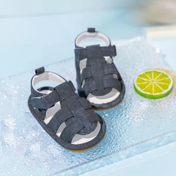 Meckior Baby Infant Boy Girl Sandals Newborn NonSlip Soft Rubber Sole Sandals for Baby Boys OpenToe Outdoor Casual Summer First Walkers ShoesA01Deep Gray With Rubber Sole