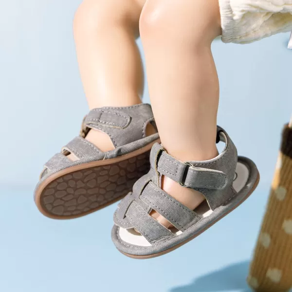 Meckior Baby Infant Boy Girl Sandals Newborn NonSlip Soft Rubber Sole Sandals for Baby Boys OpenToe Outdoor Casual Summer First Walkers ShoesA01Gray With Rubber Sole