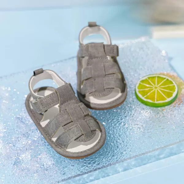 Meckior Baby Infant Boy Girl Sandals Newborn NonSlip Soft Rubber Sole Sandals for Baby Boys OpenToe Outdoor Casual Summer First Walkers ShoesA01Gray With Rubber Sole