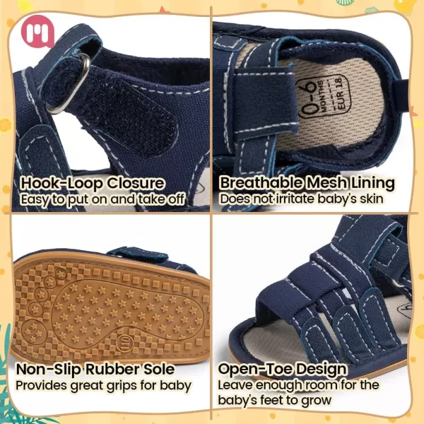 Meckior Baby Infant Boy Girl Sandals Newborn NonSlip Soft Rubber Sole Sandals for Baby Boys OpenToe Outdoor Casual Summer First Walkers ShoesB01Blue With Rubber Sole