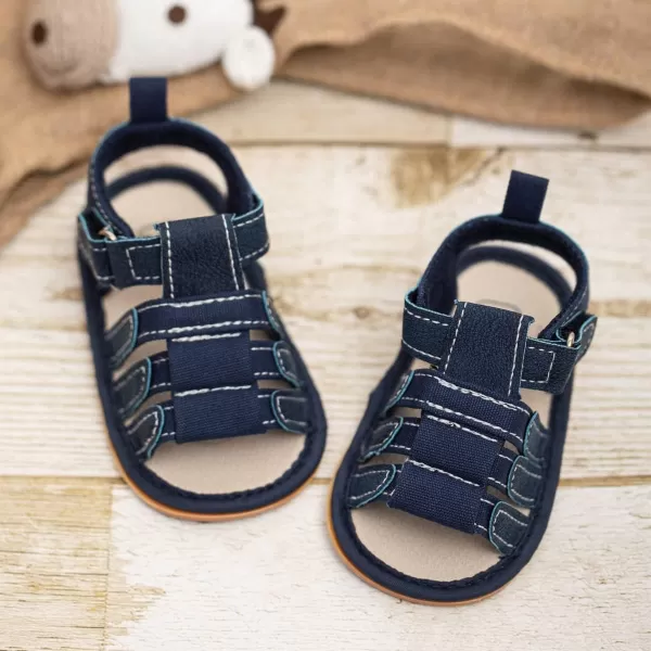 Meckior Baby Infant Boy Girl Sandals Newborn NonSlip Soft Rubber Sole Sandals for Baby Boys OpenToe Outdoor Casual Summer First Walkers ShoesB01Blue With Rubber Sole
