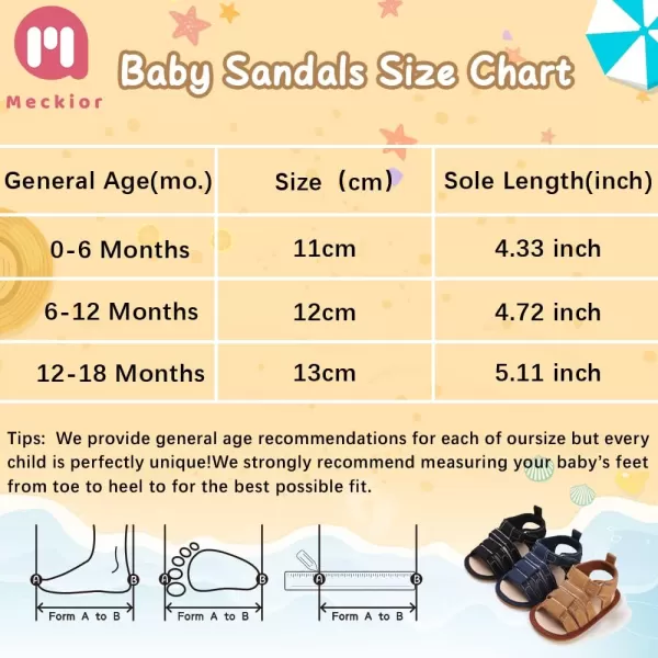 Meckior Baby Infant Boy Girl Sandals Newborn NonSlip Soft Rubber Sole Sandals for Baby Boys OpenToe Outdoor Casual Summer First Walkers ShoesB01Brown With Rubber Sole
