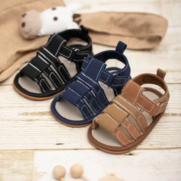 Meckior Baby Infant Boy Girl Sandals Newborn NonSlip Soft Rubber Sole Sandals for Baby Boys OpenToe Outdoor Casual Summer First Walkers ShoesB01Brown With Rubber Sole