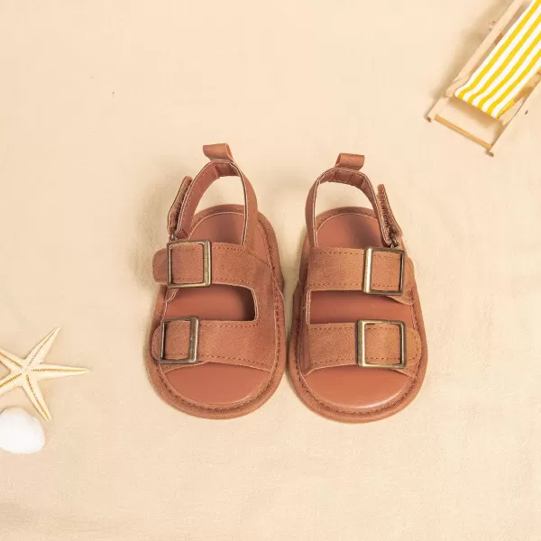 Meckior Baby Infant Boy Girl Sandals Newborn NonSlip Soft Rubber Sole Sandals for Baby Boys OpenToe Outdoor Casual Summer First Walkers ShoesB10Brown