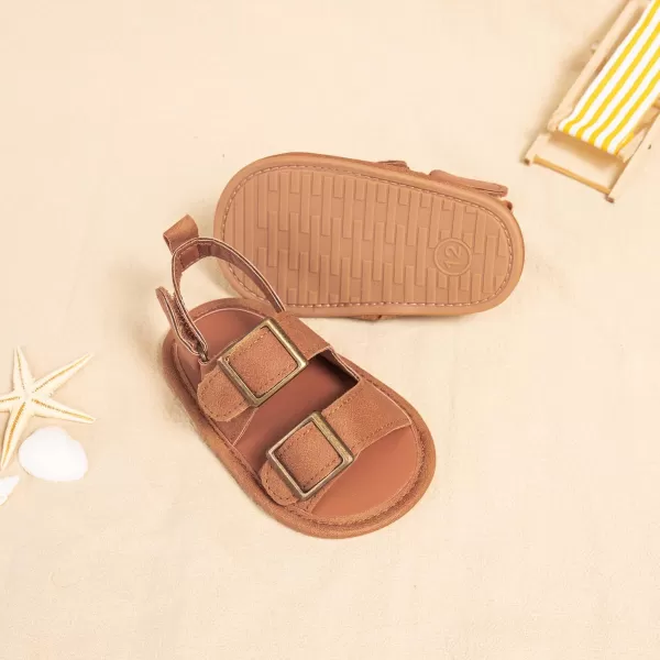 Meckior Baby Infant Boy Girl Sandals Newborn NonSlip Soft Rubber Sole Sandals for Baby Boys OpenToe Outdoor Casual Summer First Walkers ShoesB10Brown