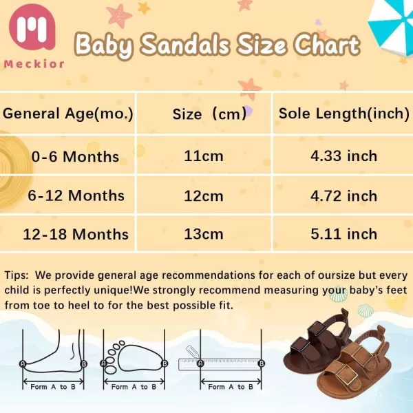Meckior Baby Infant Boy Girl Sandals Newborn NonSlip Soft Rubber Sole Sandals for Baby Boys OpenToe Outdoor Casual Summer First Walkers ShoesB10Deep Brown