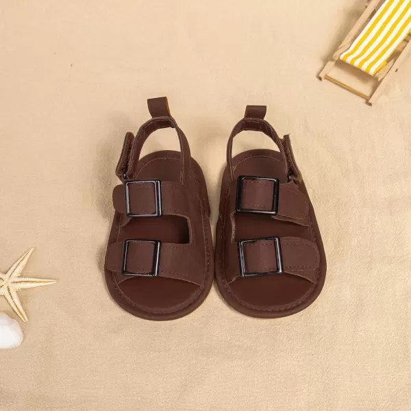 Meckior Baby Infant Boy Girl Sandals Newborn NonSlip Soft Rubber Sole Sandals for Baby Boys OpenToe Outdoor Casual Summer First Walkers ShoesB10Deep Brown