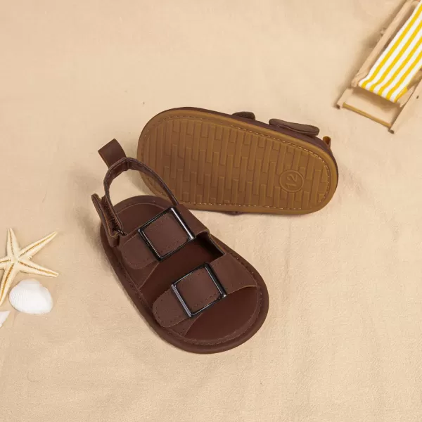 Meckior Baby Infant Boy Girl Sandals Newborn NonSlip Soft Rubber Sole Sandals for Baby Boys OpenToe Outdoor Casual Summer First Walkers ShoesB10Deep Brown