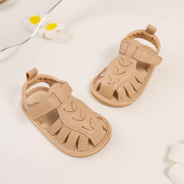 Meckior Baby Infant Boy Girl Sandals Newborn NonSlip Soft Rubber Sole Sandals for Baby Boys OpenToe Outdoor Casual Summer First Walkers ShoesD05Apricot