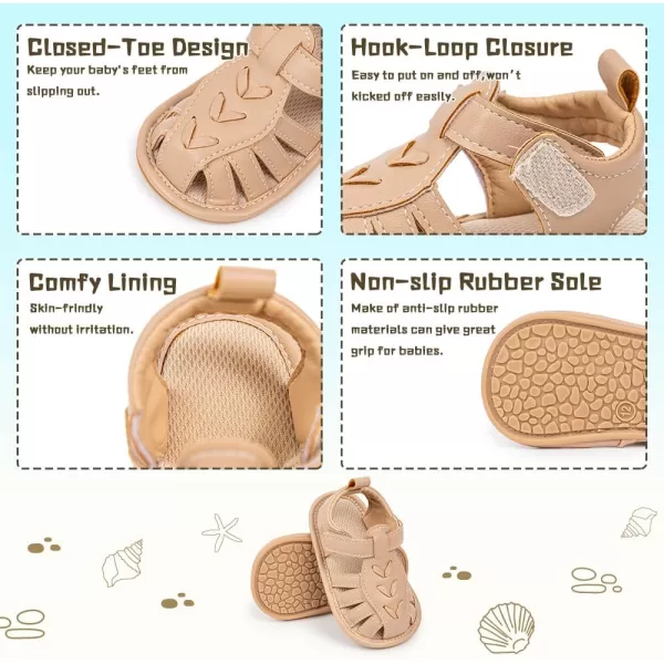 Meckior Baby Infant Boy Girl Sandals Newborn NonSlip Soft Rubber Sole Sandals for Baby Boys OpenToe Outdoor Casual Summer First Walkers ShoesD05Apricot