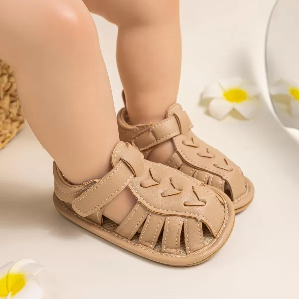 Meckior Baby Infant Boy Girl Sandals Newborn NonSlip Soft Rubber Sole Sandals for Baby Boys OpenToe Outdoor Casual Summer First Walkers ShoesD05Apricot