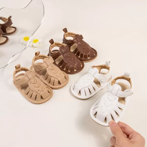 Meckior Baby Infant Boy Girl Sandals Newborn NonSlip Soft Rubber Sole Sandals for Baby Boys OpenToe Outdoor Casual Summer First Walkers ShoesD05Brown