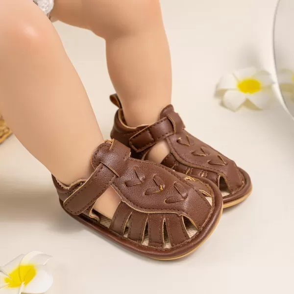 Meckior Baby Infant Boy Girl Sandals Newborn NonSlip Soft Rubber Sole Sandals for Baby Boys OpenToe Outdoor Casual Summer First Walkers ShoesD05Brown
