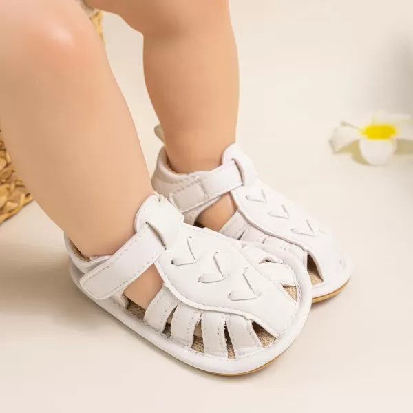 Meckior Baby Infant Boy Girl Sandals Newborn NonSlip Soft Rubber Sole Sandals for Baby Boys OpenToe Outdoor Casual Summer First Walkers ShoesD05White