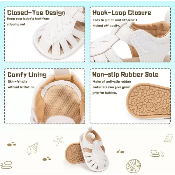 Meckior Baby Infant Boy Girl Sandals Newborn NonSlip Soft Rubber Sole Sandals for Baby Boys OpenToe Outdoor Casual Summer First Walkers ShoesD05White