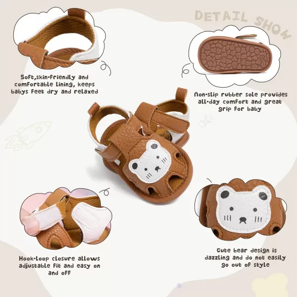 Meckior Baby Infant Boy Girl Sandals Newborn NonSlip Soft Rubber Sole Sandals for Baby Boys OpenToe Outdoor Casual Summer First Walkers ShoesD10Brown
