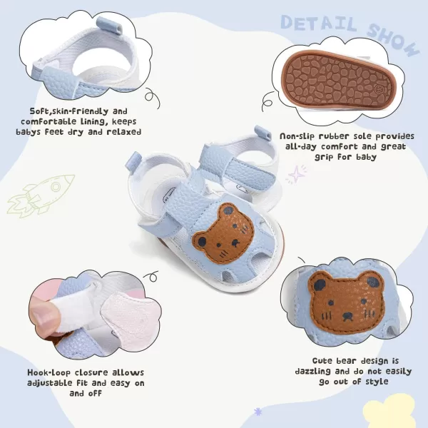 Meckior Baby Infant Boy Girl Sandals Newborn NonSlip Soft Rubber Sole Sandals for Baby Boys OpenToe Outdoor Casual Summer First Walkers ShoesD10Light Blue