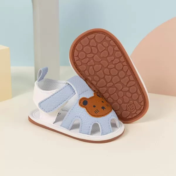 Meckior Baby Infant Boy Girl Sandals Newborn NonSlip Soft Rubber Sole Sandals for Baby Boys OpenToe Outdoor Casual Summer First Walkers ShoesD10Light Blue